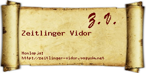 Zeitlinger Vidor névjegykártya